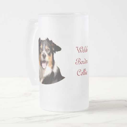Welsh Border Collie Beer Mok (Voorkant links)