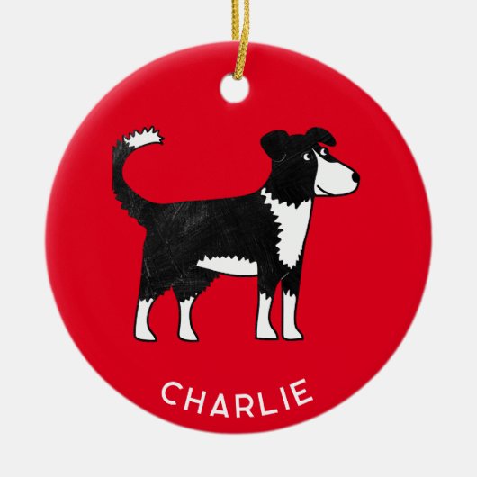 Welsh Border Collie Sheep Dog Persoonlijk Keramisch Ornament (Voorkant)