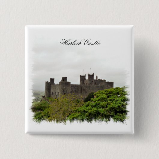 WELSH CASTLES VIERKANTE BUTTON 5,1 CM (Voorkant)