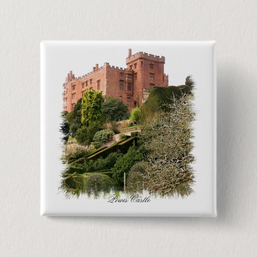 WELSH CASTLES VIERKANTE BUTTON 5,1 CM (Voorkant)