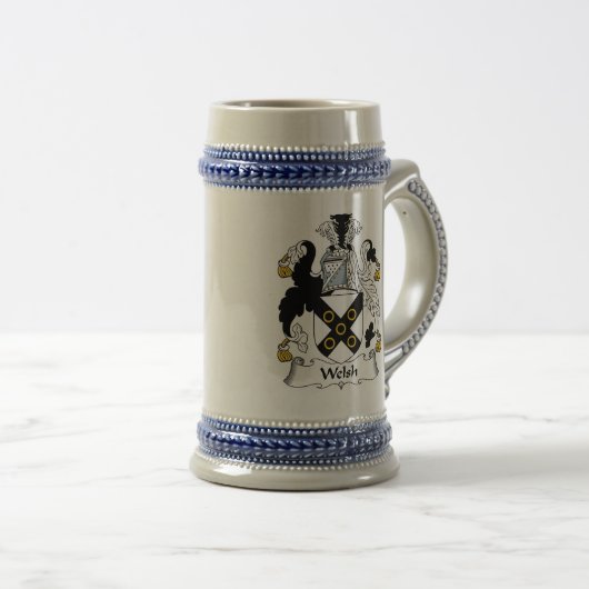 Welsh Coat of Arms Stein - Family Crest Bierpul (Voorkant rechts)