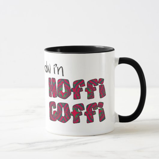 Welsh Coffee Mok: Hoffi Coffi, Red, Green Pattern Mok (Rechts)