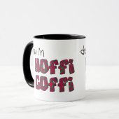 Welsh Coffee Mok: Hoffi Coffi, Red, Green Pattern Mok (Voorkant links)