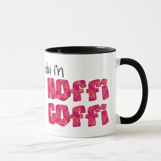 Welsh Coffee Mok: Hoffi Coffi, roze en Sinaasappel Mok (Rechts)