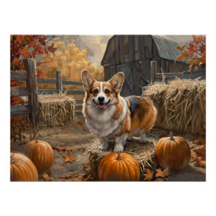 Welsh Corgi Autumn Pumpkin Boerderij Perfect Poster
