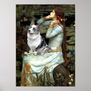 Welsh Corgi (blauw merle) - Ophelia Zittend Poster