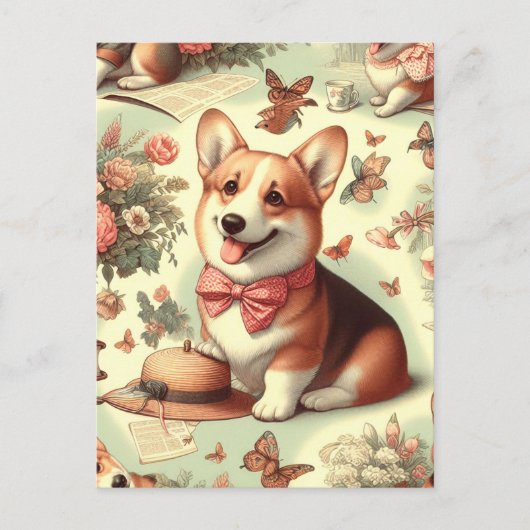  Welsh Corgi Cardigan illustratie Briefkaart (Voorkant)