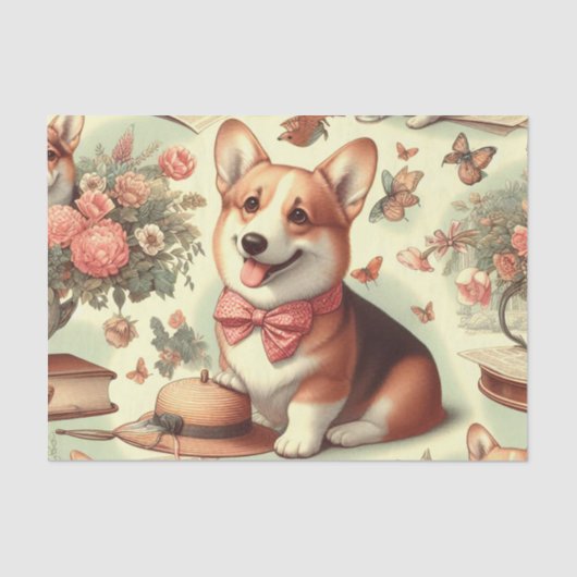  Welsh Corgi Cardigan illustratie Tissuepapier (Voorkant)