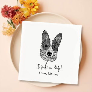 Welsh Corgi Dog gepersonaliseerde Drink op me serv Servet