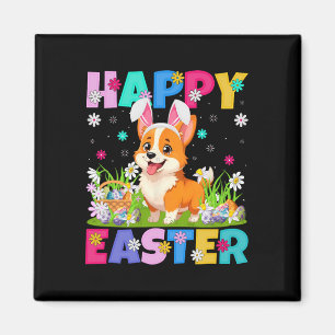 Welsh Corgi Dog Happy Easter Egg Hunt Bunny Ear Ea Magneet