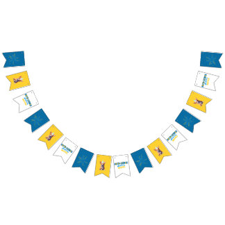 Welsh Corgi Dog in een verjaardagsfeestje Pet Vlaggetjes