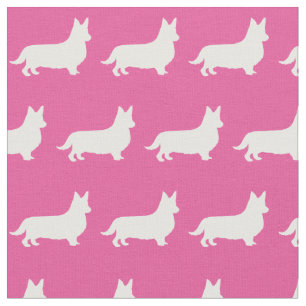 Welsh Corgi Dog Silhouette Pembroke Pink Stof