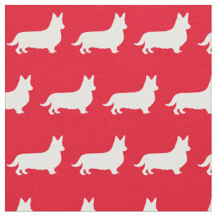 Welsh Corgi Dog Silhouette Pembroke Red Stof