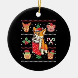 Welsh Corgi Dog Ugly Kerstmis Keramisch Ornament
