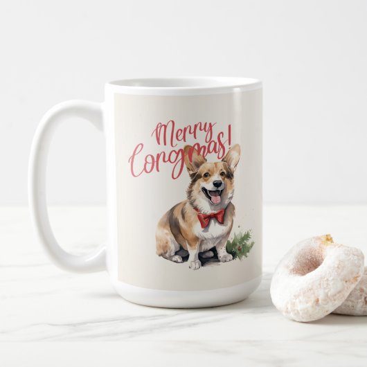Welsh Corgi Funny Christmas Chien Mug (Avec donut)
