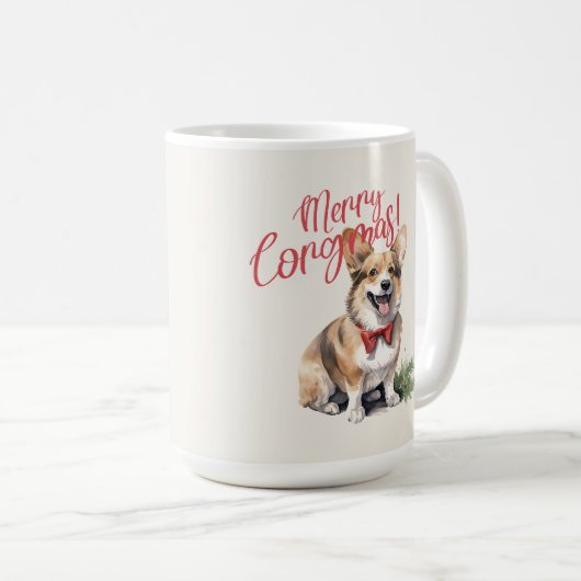 Welsh Corgi Funny Christmas Dog Coffee Mok (Voorkant rechts)