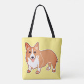 Welsh Corgi Happy Yellow Canvas tas (Achterkant)