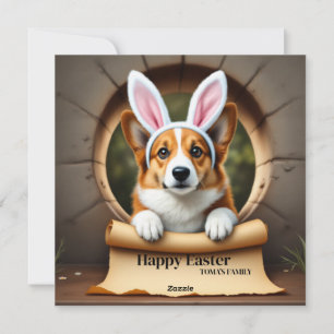 Welsh Corgi hond - met familienaam Feestdagenkaart