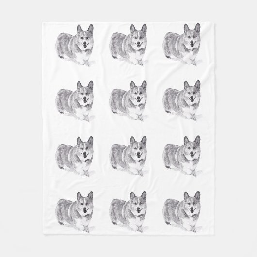 Welsh Corgi in de sneeuw Fleece Deken (Voorkant)