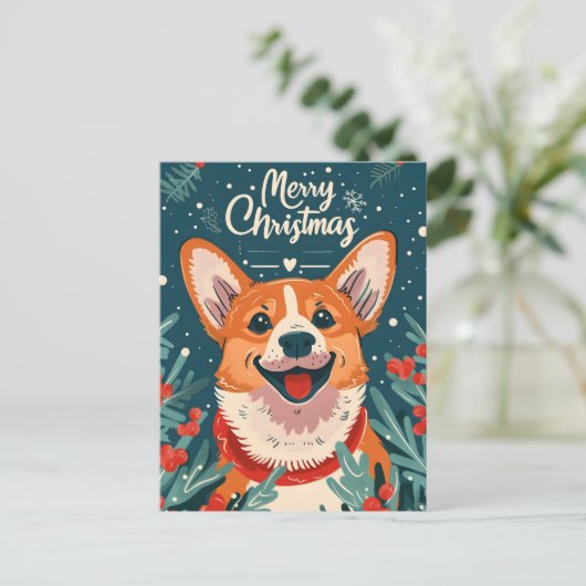 Welsh Corgi Kerstmis Briefkaart (Staand voorkant)