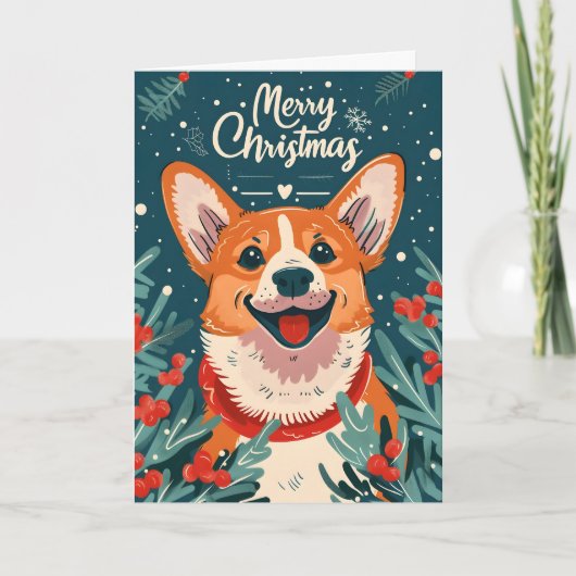Welsh Corgi Kerstmis Feestdagen Kaart (Voorkant)