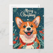 Welsh Corgi Kerstmis Feestdagenkaart (Voorkant / Achterkant)