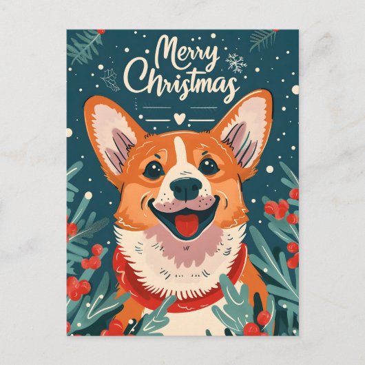 Welsh Corgi Kerstmis Feestdagenkaart (Voorkant)