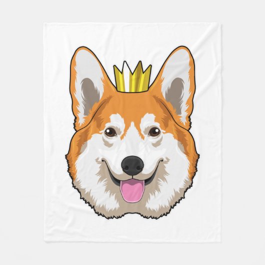 Welsh Corgi met Crown Fleece Deken (Voorkant)
