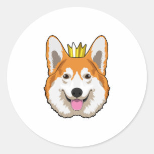 Welsh Corgi met Crown Ronde Sticker