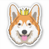 Welsh Corgi met Crown Sticker (Voorkant)
