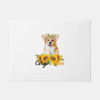 Welsh Corgi Mom Sunflower Summer Dog Mom Mama Wome Deurmat