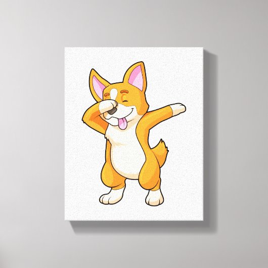 Welsh Corgi op Hip Hop Dance Dab Canvas Afdruk (Voorkant)