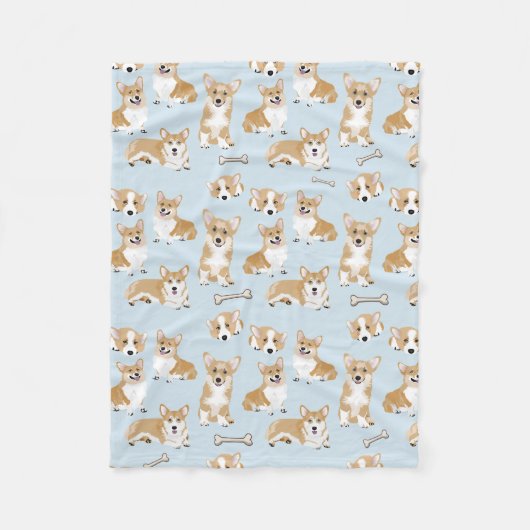 Welsh Corgi Pembroke Dog Puppy Pattern Fleece Deken (Voorkant)