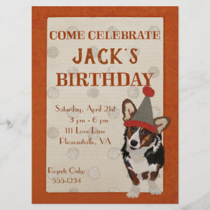 WELSH CORGI POLKADOT Invitation d'anniversaire