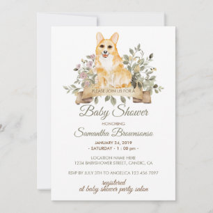 Welsh Corgi Puppy Baby shower Kaart