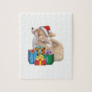 Welsh Corgi Puppy met Santa Hat Legpuzzel