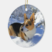 Welsh Corgi Snow Day Keramisch Ornament (Links)