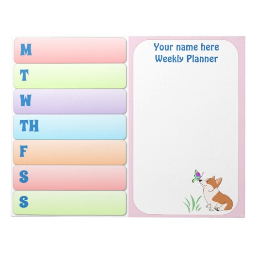 Welsh Corgi Weekly Planner Notitieblok (Voorkant)