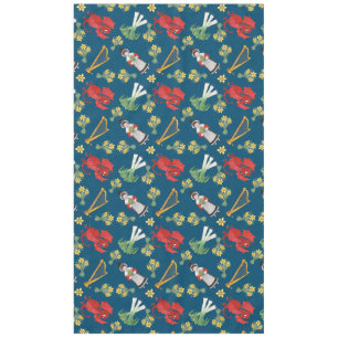 Welsh Costume and Emblemen, Blue Cotton Tablecloth Tafelkleed