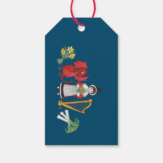Welsh Costume and Emblems Double-Side Gift Labels Cadeaulabel (Achterkant)