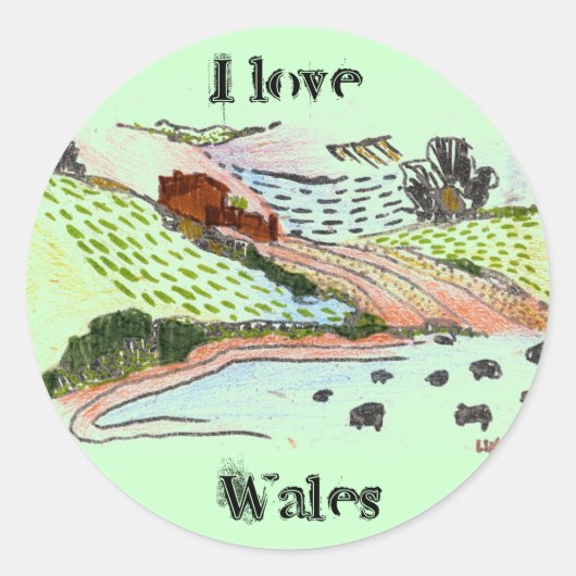 Welsh Countryside Ronde Sticker (Voorkant)