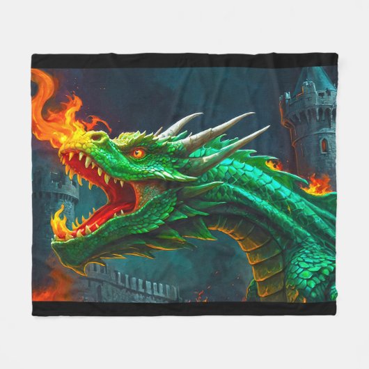 Welsh Dragon biedt verwarming voor Engels kasteel Fleece Deken (Voorkant (Horizontaal))