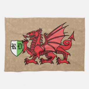 Welsh Dragon Custom Monogram Theedoek