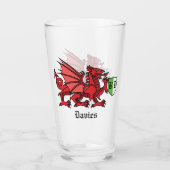 Welsh Dragon Custom Name and Monogram Glas (Achterkant)