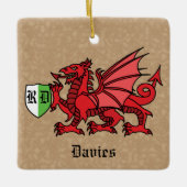Welsh Dragon Custom Name and Monogram Keramisch Ornament (Voorkant)
