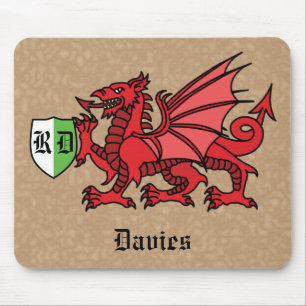 Welsh Dragon Custom Name and Monogram Muismat