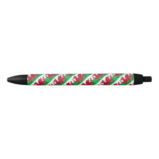 Welsh Dragon Flag balpen Zwarte Inkt Pen (Voorkant)