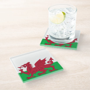 Welsh Dragon ~ Flag of Wales Glazen Onderzetter