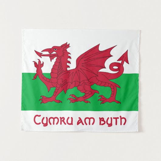 Welsh Dragon ~ Flag of Wales Wandkleed (Voorkant (horizontaal))