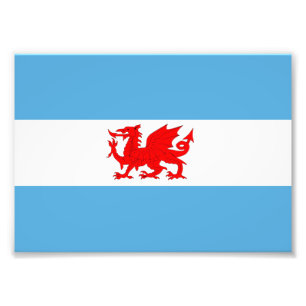 Welsh dragon Flag Patagonia Colony Foto Afdruk